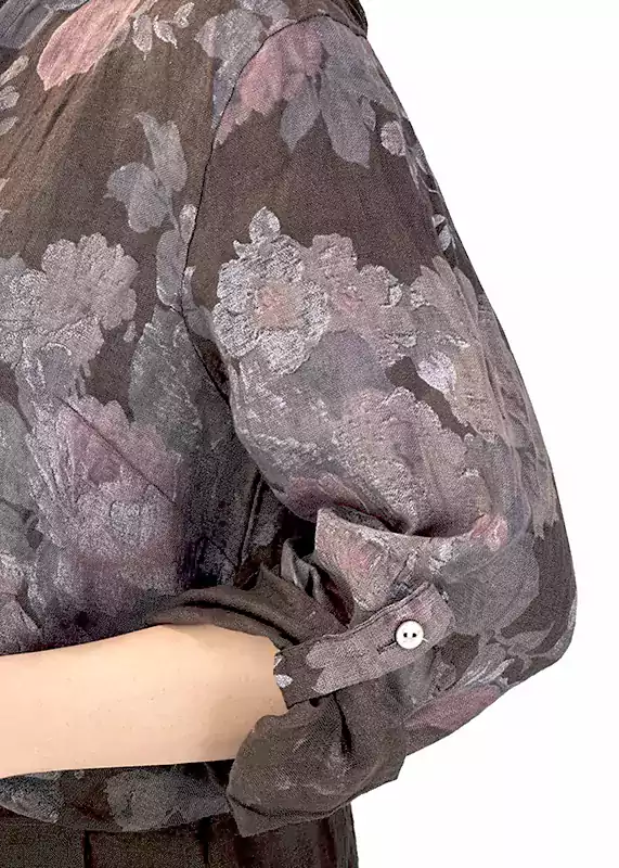 شومیز لینن گلدار مدل گره دار