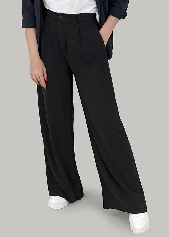 شلوار کتان نخ مدل واید لگ