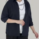 شومیز کتان نخ آستین بلند تابستانی