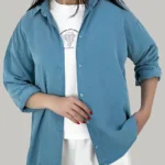 شومیز کتان نخ آستین بلند تابستانی