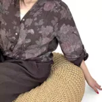 شومیز لینن گلدار مدل گره دار