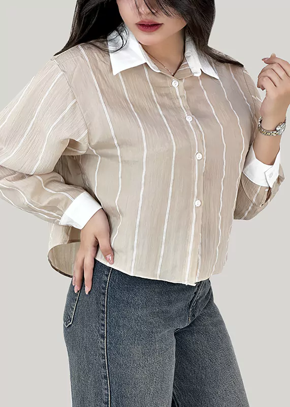 شومیز کرم راه دار مدل FORSHE