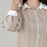 شومیز کرم راه دار مدل FORSHE