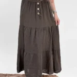 دامن لینن ایتالیایی وارداتی برندFALERIA رنگ قهوه ای